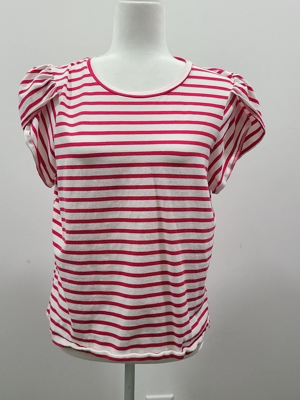 Draper James Red and White Striped Puff Sleeve Tee